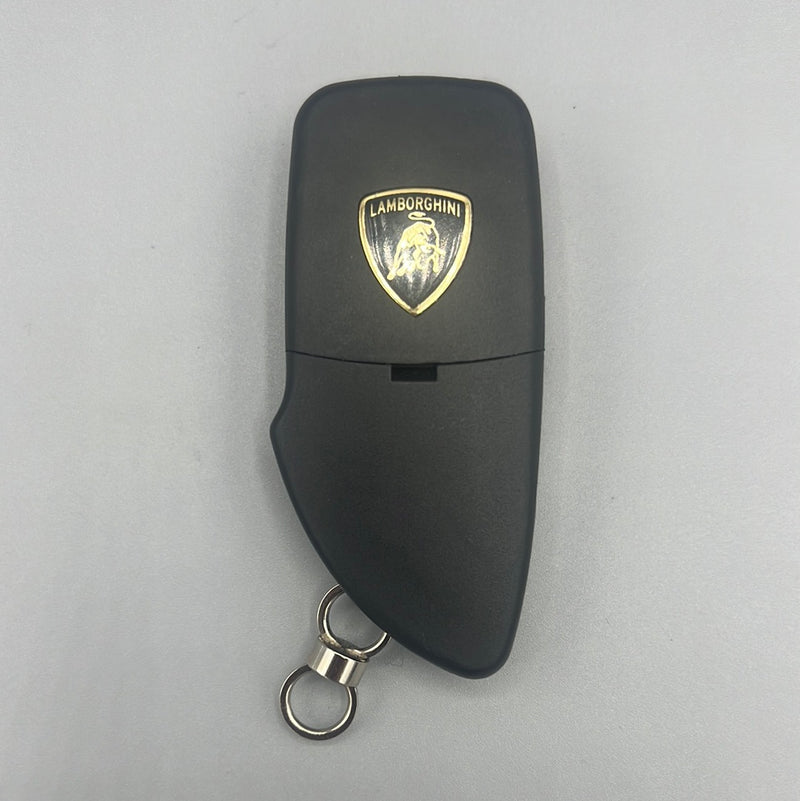 Lamborghini Carbon Fiber Key Fob – 2x2 Gloss Black Oblong With Gold Logo – Real Carbon Fiber, Sleek Look
